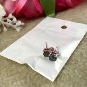 Iridescent Black Jewel Stud Earrings